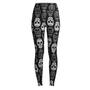 Junior's M Black & White Sugar Skull High Rise Leggings